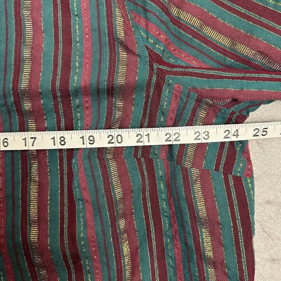 CJ Banks Womens Button Up Top Long Sleeve Stripes Maroon Green Plus Size 1X - Picture 8 of 11